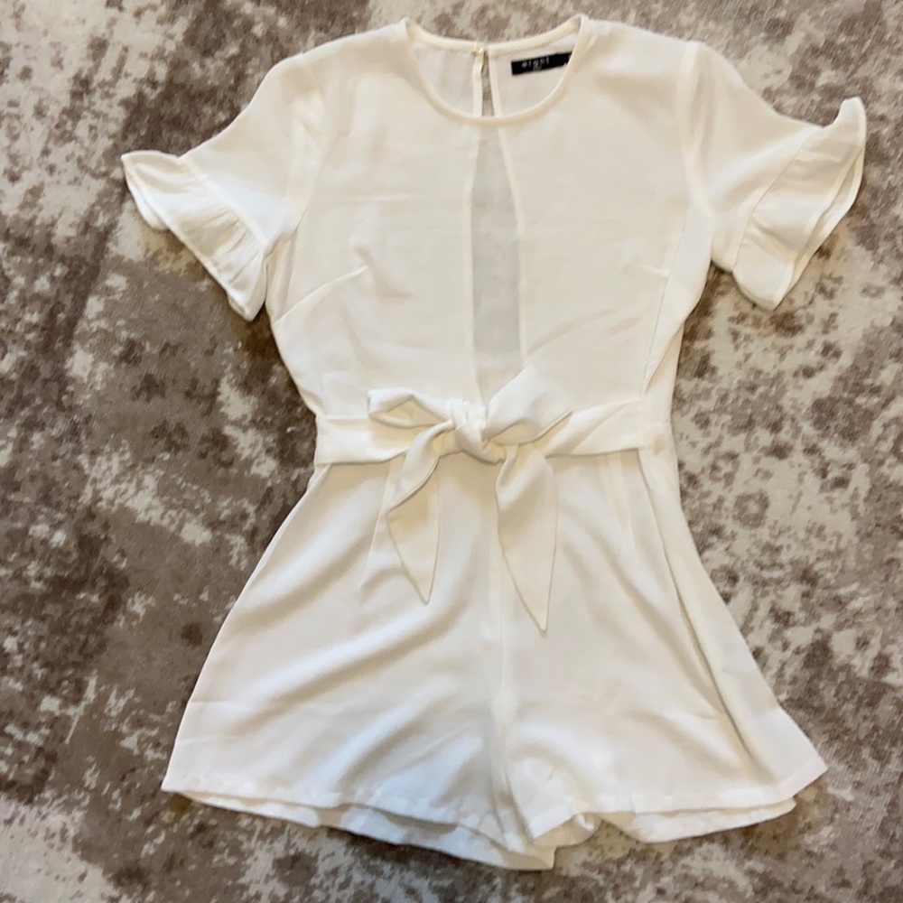 White ruffle sleeve romper